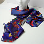 Butterfly Scarf Blue Multicolor Rainbow Art to Wear Whimsical‎ Fairy Boho Twee Photo 0