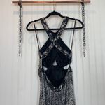 Camille La Vie NWT  Animal Print Sequin Halter Open Back Maxi Dress Size 4 Photo 3