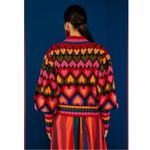 Farm Rio  Full Of Hearts Jacquard Sweater Rainbow Wool Blend Juliet Sleeves XS Photo 5