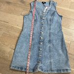 Frye  Denim Button Front Dress Small Sleeveless V-Neck Stretch Jean Mini Photo 5