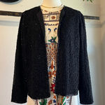 JMB 70s Vintage Black Swiggly Swirl Beaded Evening Glam Jacket Size Small Photo 0