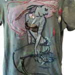 Disney Princess Ariel Embroidered T-Shirt - Green Pink Crew Neck Artsy Photo 1