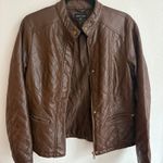New Look ‎ Quilted Faux Leather Moto Jacket Brown Padded Collar Zip Front Womens Photo 3
