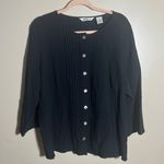 Orvis  Women’s Black Button Down Textured Top‎ | XL Photo 0