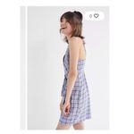 Urban Outfitters Dress Womens Small Linen Mini Bleted Amanda Lavender Faux Wrap Photo 4