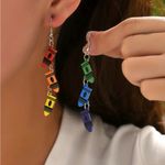 Cute Personality Color Crayon Pendant Wooden Dangle‎ Earrings Light Weight Green Photo 0