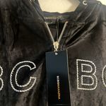 BCBGMAXAZRIA BCBG BLACK VELVET BLING SILVER STUD DRAGON & LOGO HOODIE & CROPPED PANTS SET NWT Photo 8