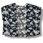Inner Beauty Floral Sheer Mesh Kimono Topper Open Front Black White XL Photo 10