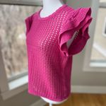 Gap Hot Pink Fuschia Cotton Crochet Ruffle Sleeveless Sheer Sweater Top Sz M Photo 5