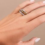 Sterling Forever Cubic Zirconia Linked Stacking Ring Silver Photo 4