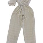 Love, Whit by Whitney Port Jumpsuit Womens 4 Ivory Jacquard One Shoulder Stretch White Photo 3