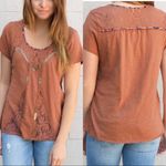 Gimmicks by BKE Rust orange Beaded Lace Boho Top Size S Photo 1