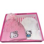 Hello Kitty NIB NWT  Pink and White Two PCS Beanie Set Pom Pom Cozy Photo 1