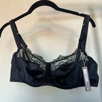 SKIMS  Stretch Satin Lace Unlined‎ Balconette Bra Black Onyx NWT 42B Photo 0