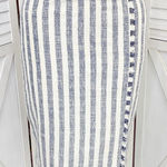 Banana Republic  Striped Tweed Midi Skirt Fringe Trim Pencil Blue White Size 10 Photo 0