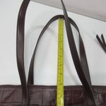 Fossil Croco Felicity Brown Leather Tote Shoulder Bag Work Travel Front Pocket Photo 4