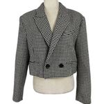 ZARA Cropped Houndstooth Boxy Fit Blazer Double Breasted Size Large Blogger Fave Photo 1