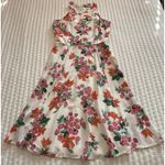 Ann Taylor White Floral Halter Top Bow Back Dress Sz 0 Photo 0