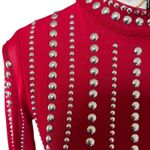 Y2K VTG. RED MESH STUDDED EMBELLISHED SHEER BLOUSE SMALL EUC. Red Photo 3