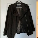 EXPRESS Khaki Olive Green Wool Blend Funnel Neck Peacoat Jacket Size XSmall EUC Photo 0