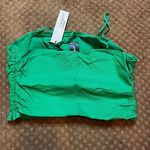 EXPRESS  Kelly Green Linen Tank Top SZ M Crop Holiday Xmas Vacation Dressy Lined Photo 2
