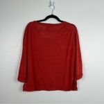 J.Crew Linen Sweater With Pom Pom Trim Red Sz XS Photo 6