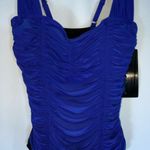 Aqua Green NWT  Sapphire Blue & Black Runched One Piece Modest Swimsuit Small Photo 5