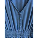 City Chic Blue Button front Maxi Dress Size M/18 Smocked Waist Boho Style Photo 2