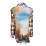 Aratta Silent Journey Size S Plaid Flannel Nature Shirt Button Up Embroidered Photo 2