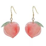 NEW Peach Watercolor Shaped Acrylic Hook Earrings Fruit Georgia Jewelry Gift Idea Pink Photo 2