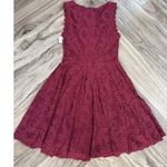 City Studios City Studio Juniors Lace Trim Mini Fit & Flare Dress Size 0 Cabernet Photo 3