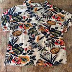 Philosophy  Multicolor Tropical Floral Button Up Cropped Blouse with Raw Edges S Photo 1