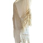 Rebellion Again women's crochet cream colored long kimono size medium Photo 1