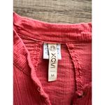 XCVI Women Tunic Crinkle Top blouse Buttondown Pink Coral Orange Medium Photo 2