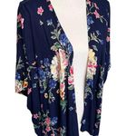 Angie  Kimono Womens S Boho Floral Print Open Cardigan Drape Dolman Navy Blue Photo 1