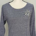 J.Crew  Womens‎ Top 3/4 Sleeve Crystal Jeweled Cotton Blend Round Neck Gray S Photo 1
