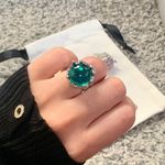 Silver ring Gem ring high end noble ring green color ring green gem ring lava ring Photo 0
