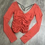 Forever 21 Ruched VNeck Long Sleeve Top Orange Size Small Photo 1