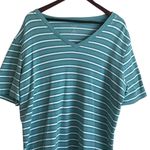 Hasting & Smith Hasting ‎ & Smith Women Cotton Top 2X Green Striped Short Sleeve Casual Relaxed Photo 5