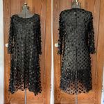 Staples 3D Polkadot Circle Black Faux Leather Disc Sheer Illusion Dress Photo 1