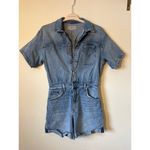 Hudson Jeans Hudson Sz 28 Denim Blue Jean Short Sleeve Button Front Romper Photo 2