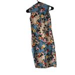 Japanese Women's Size Medium Floral Bodycon Knee Length Dress Blue Photo 4