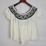 American Eagle  Womens Blouse‎ Size Small White Embroidered Flowy Sexy Shoulder Photo 0