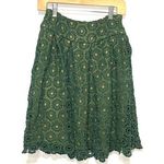 Moulinette Soeurs Anthropologie Citron Green Emerald Crochet Full A-Line Skirt 0 Photo 0