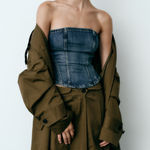 ZARA NEW‼️  CORSET STYLE DENIM TOP TRF Size S Photo 0