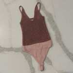 Intimately Free People Gold Coast Metallic Knit Bodysuit Womens XS Rose Gold Pink Photo 2