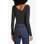 Free People  Black Abbie Asymmetrical Bodysuit Size - Size - Medium Photo 2