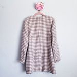 Vintage Worth New York Taupe and Cream Diamond Bling Scoop Neck Wool Blazer Coat Gray Size 10 Photo 7