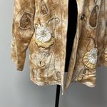 Indigo Moon Vintage Moon Tan Tie Dye Floral Applique Sequin Boho LIned Jacket sm White Photo 1