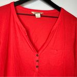 Lucky Brand  Red Pullover 3-Button Long Sleeve Top Size XL Photo 2